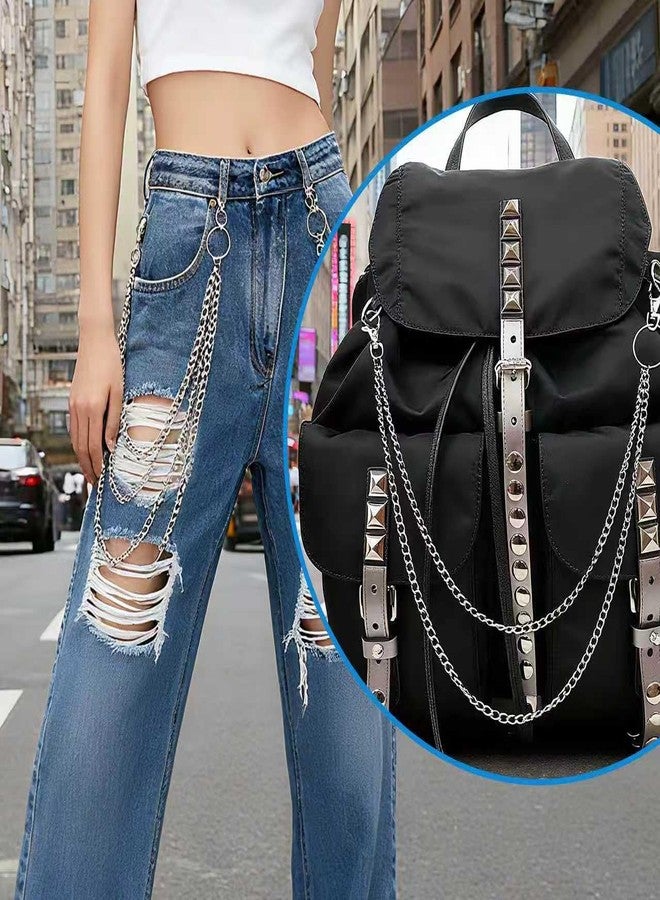 مجموعة سلاسل جيب من إليمبوني (3 قطع) للجينز - سلسلة محفظة بانك بايكر، سلسلة بنطلون معدنية بمشابك لوبستر، إكسسوارات ملابس الشارع والهيب هوب للرجال والنساء - Image 4